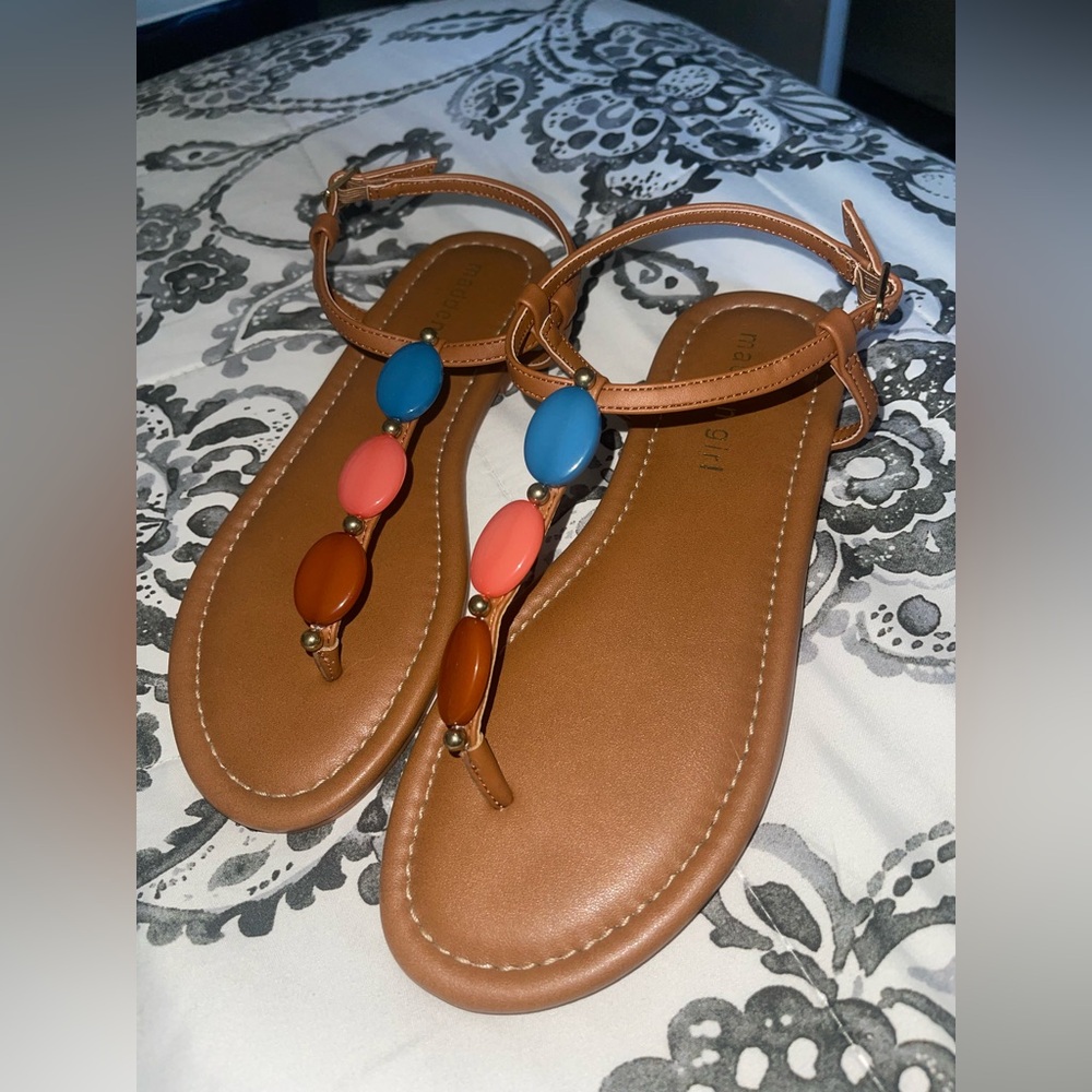 Madden Girl Brown Gemstone Strappy Sandals